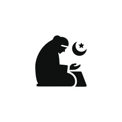 Muslim praying icon isolated on transparent background
