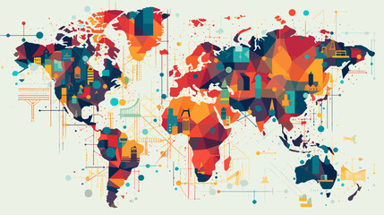 World wide business concept image. Vector illustration. - obrazy, fototapety, plakaty