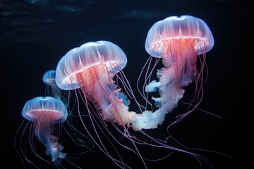 Jellyfish Ballet: Graceful jellyfish floating in a delicate dance.