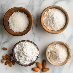 Coconut flour and almond flour, essential keto baking ingredients