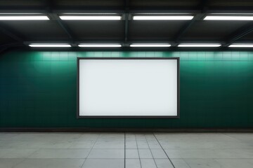 White blanket billboard mockup in a subway station