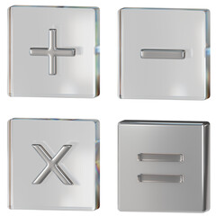 Fototapeta premium 3d rendering glassy calculator. Glassmorphism calculator icon.