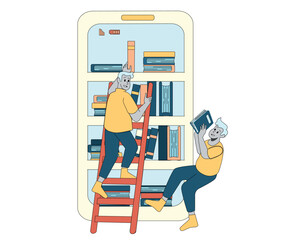 Two Pupils Used Their Smartphones to Look for Information | Online Education Activity