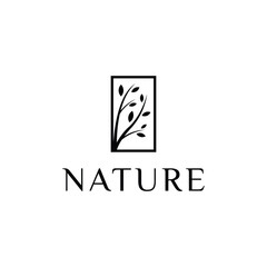 Window and Nature Logo Design Template Vector Illustration