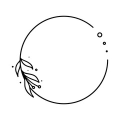 Minimal flower frame line art for decorative wedding template or invitation card