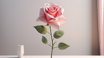 A 3D modeled rose with petals that look soft to the touch, exuding romance on a white backdrop