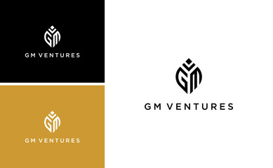 Initial letter GM logo design with leaf shape consulting concept vector template