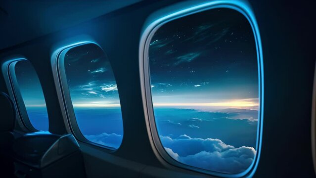 The private jets panoramic window provides an unobstructed view of the moonkissed ocean, making this night flight an unforgettable experience.
