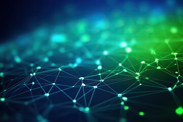 Fototapeta na wymiar Futuristic Blue and Green Network Lines: High-Tech Digital Connectivity Background