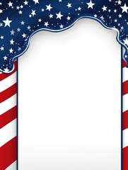 Obraz premium USA Memorial day, Presidents day, Veterans day, Labor day, or 4th of July celebration. Blank white canvas frame for mockup design on American national flag background