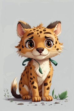 illustration of a cartoon painting of a leopard cub