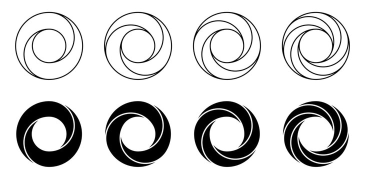 Abstract minimal circular designs isolated on white background. Vector illustration.