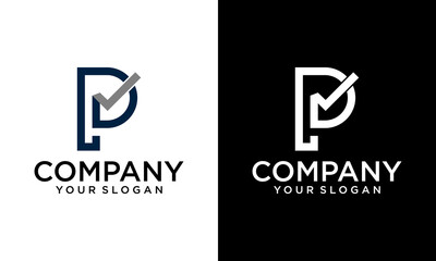 Creative Letter P with check mark logo icon design template elements