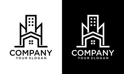 Creative Building logo for construction company, printing with modern concept Premium Vector