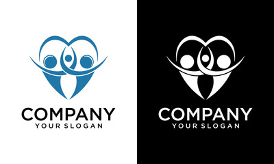 Creative family love logo vector, love and people logo combination. Family Love care logo Vector icon illustration design