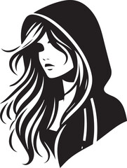 Girl Wearing Hoodie Vector Silhouette