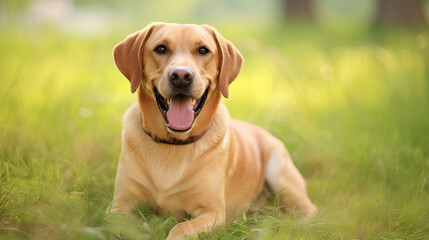 Labrador lying on the grass