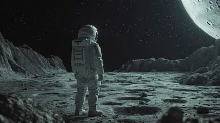 astronaut looking at another planet in space