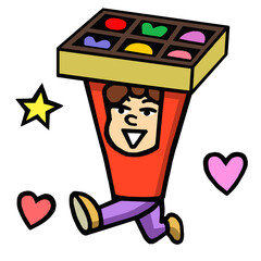 バレンタインにチョコを届ける　イラスト