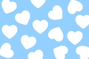 white hearts on light blue background