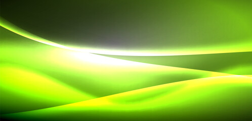 Neon-lit waves surge across background, mesmerizing dance of luminescence and motion. Dynamic backdrop captures essence of energy and modern aesthetics