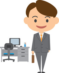 オフィスで働く男性のイメージイラスト