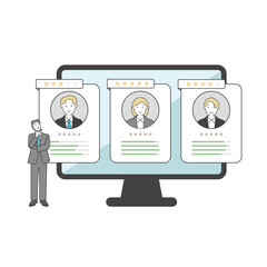 人事評価のシンプルな線画イラスト