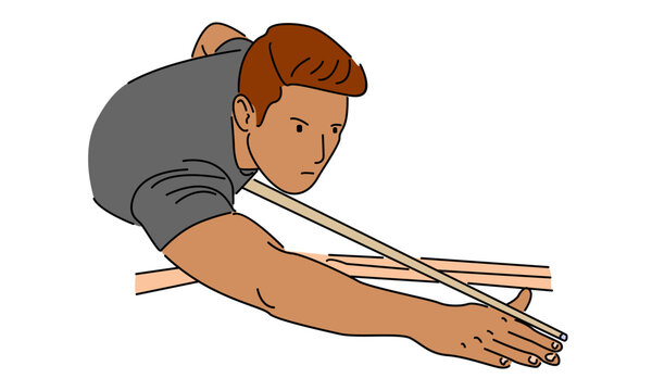 recommend clip art: line art color of man playing pool billiard vector illustration
