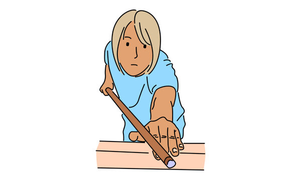recommend clip art: line art color of woman playing pool billiard vector illustration