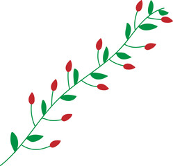 foliage branch with red berries illustration 