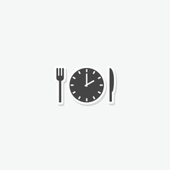 Lunch time icon sticker isolated on gray background