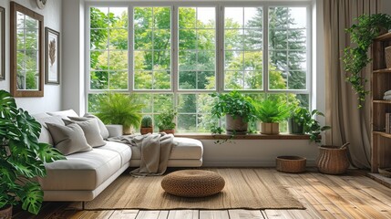 Interior of the room. Scandinavian style. Living room
