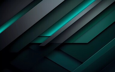 Glowing dark green blue and gray abstract background geometry and layer elements vector. generative ai - obrazy, fototapety, plakaty