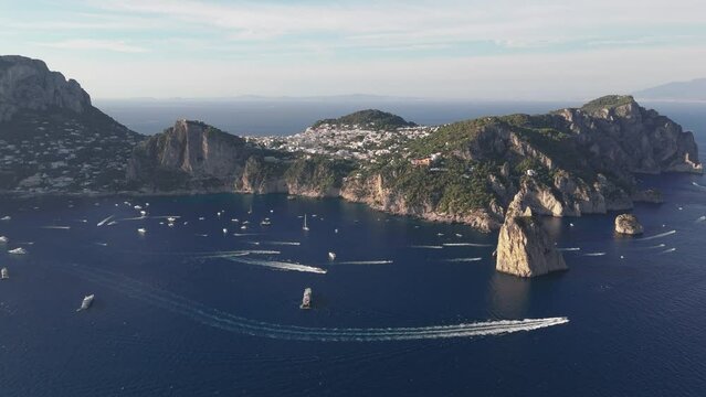 Aerial Footage of Capri Island during day timme. 