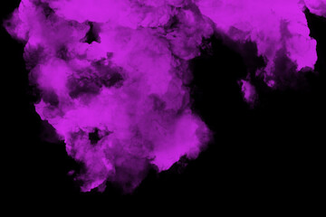 Photo white power explosion cloud freeze motion isolated on black background.