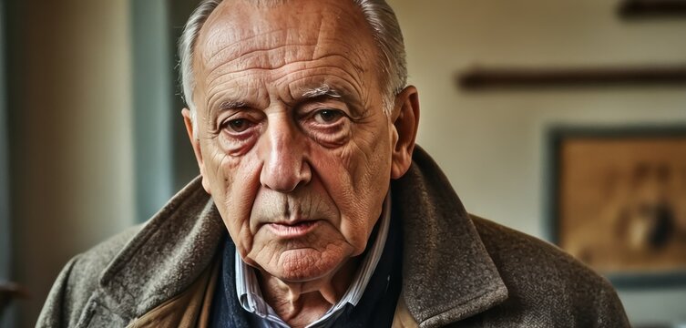  A Close Up Of A Person Wearing A Coat And Looking Off Into The Distance With A Serious Look On His Face.