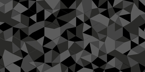 	Seamless geometric pattern square shapes low polygon backdrop background. Abstract geometric wall tile and metal cube background triangle wallpaper. Gray and black polygonal background.
