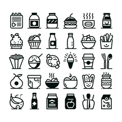 food and drink icons line art design