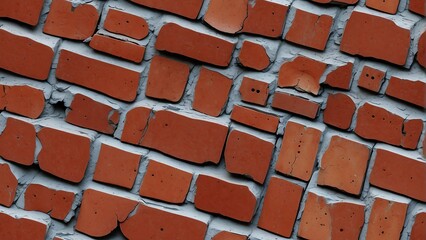 Seamless pattern of a detailed old red brick wall texture from Generative AI