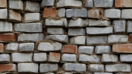Seamless pattern of a detailed old gray brick wall texture from Generative AI