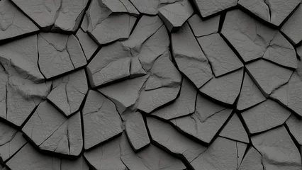 Deurstickers Seamless black rough concrete wall with cracks background texture from Generative AI © sevenSkies