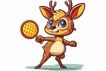cartoon deer holding a racket