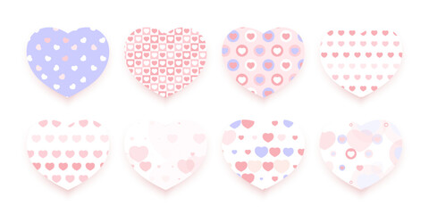 set pattern pink hearts for Valentin's day