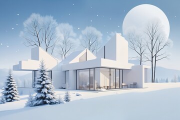 Winter Forest Architecture Scenery