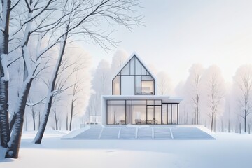 Winter Forest Architecture Scenery