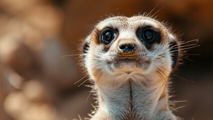 Fototapeta premium Meerkat A Close Up into the Focused Eyes of a Curious Creature