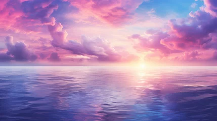 Crédence de cuisine en verre imprimé Rose clair Drawing beach on sunset sky background. Summer vacation. Generative ai.