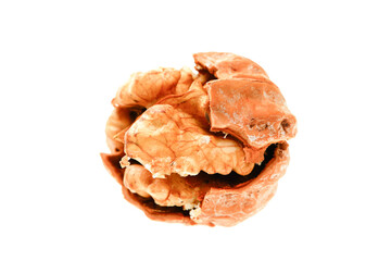 Walnuts on a white background