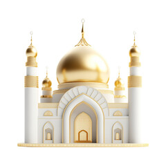 Fototapeta na wymiar 3d islamic mosque illustration with gold and white color