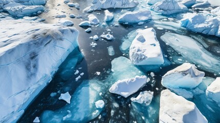 A drone's view of Antarctic ice floes Generative AI